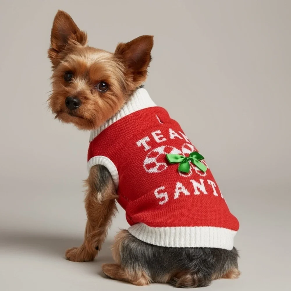 Retro Look Dog Candy Cane Christmas Sweater